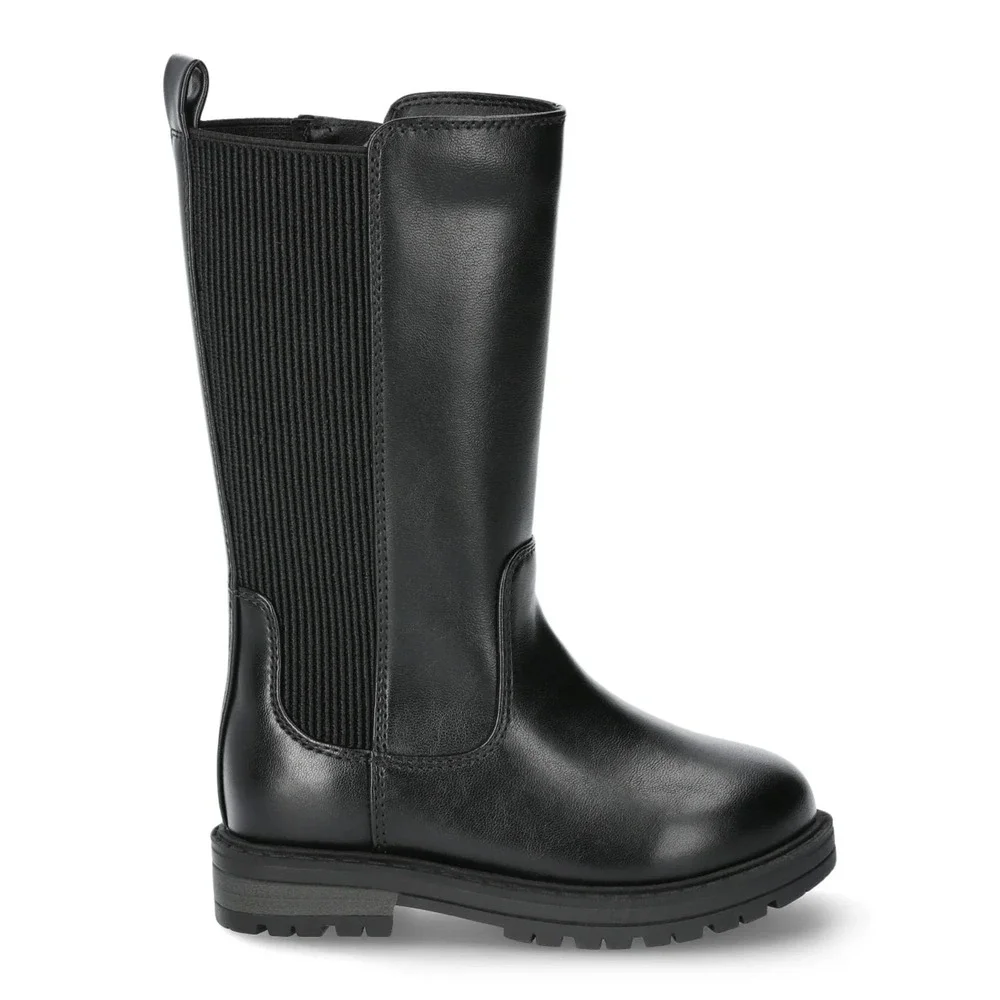 Wonder Nation Toddler Girls Boots Size 10 Black Tall Moto Riding Zip Pull On